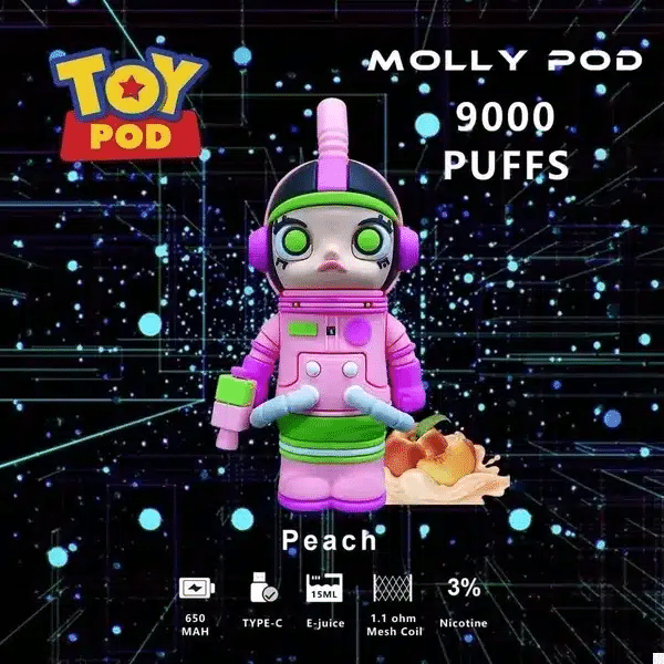 molly disposable pod 9000 puffs peach